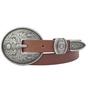 Vintage Dark Silver Western-Inspired Skinny Belt